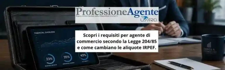 Scopri i requisiti per agente di commercio secondo la Legge 204/85 e come cambiano le aliquote IRPEF. La guida fiscale per gestire la tua attività.